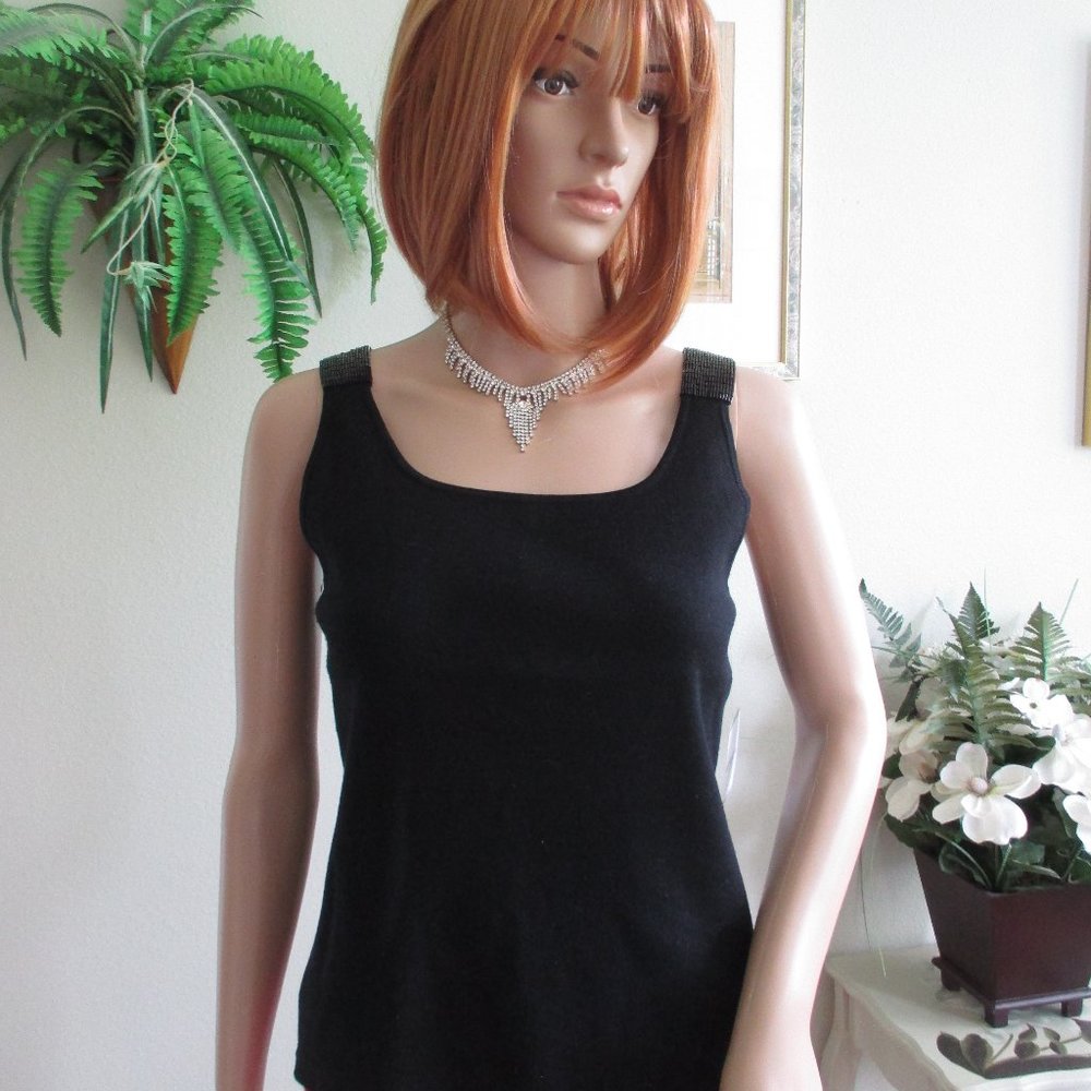 NWT - LIZ CLAIBORNE stretchy knit top with decorative straps - sz PM